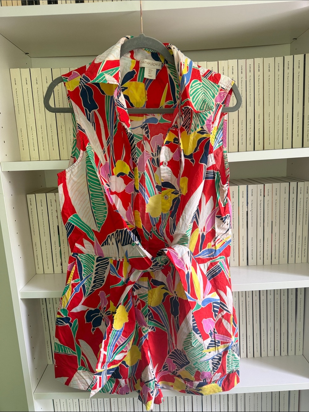 Cynthia Rowley Red Multicolor Tropical Print Sleeveless Romper